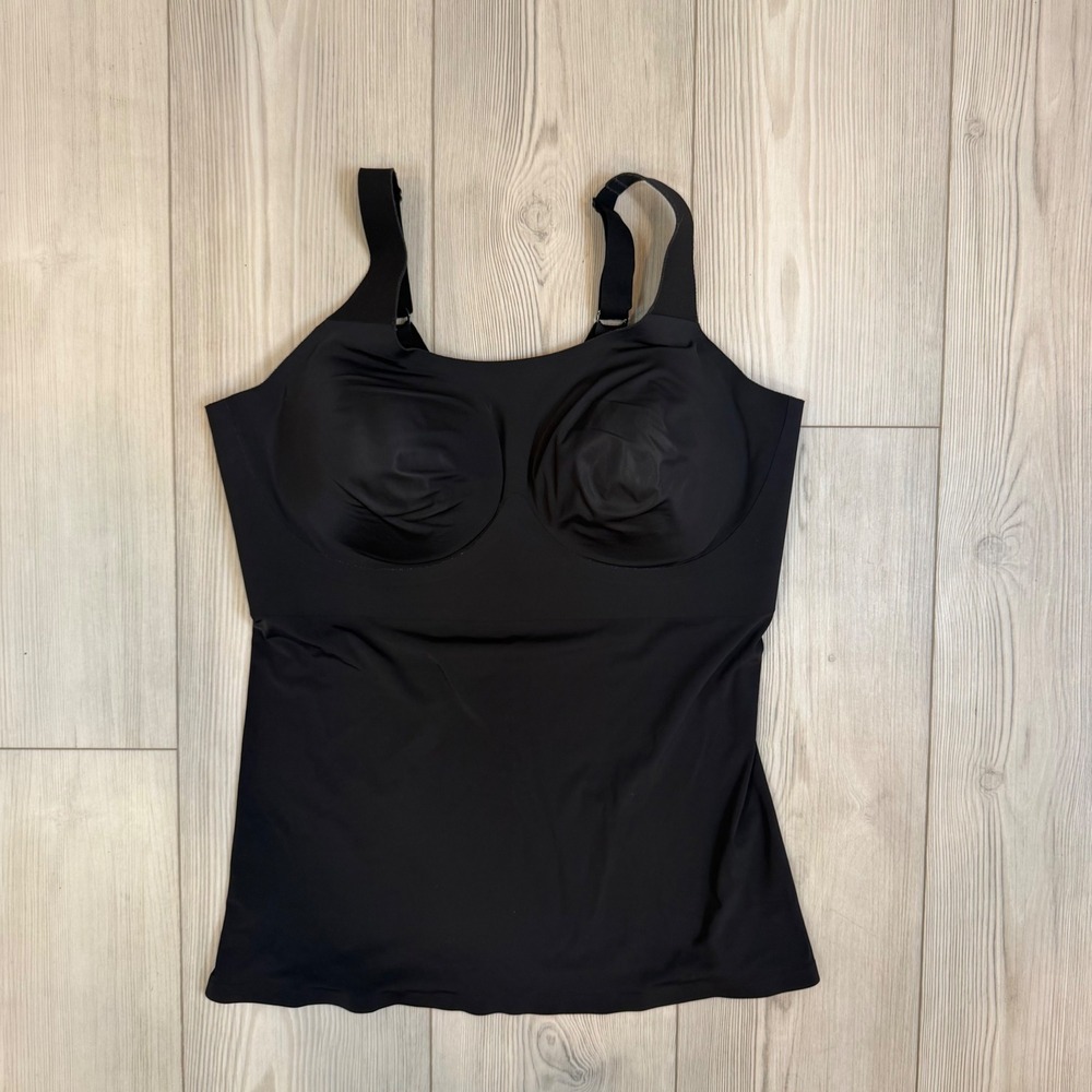 Evelyn & Bobbie Structured Scoop Bra Tank Black Wireless Support Camisole 2XL